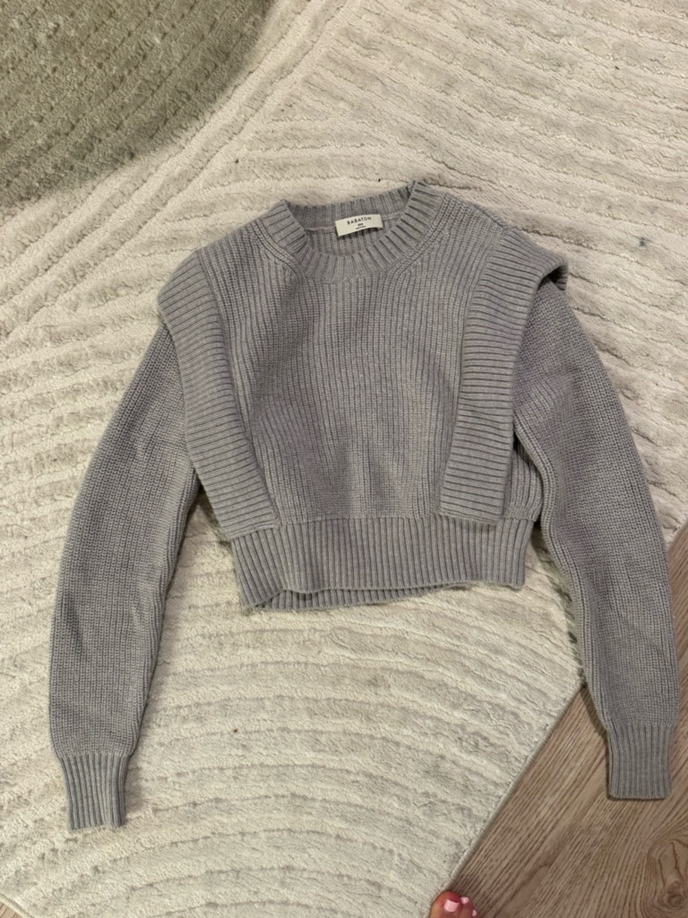 Aritzia Gray Ribbed Crewneck Sweater